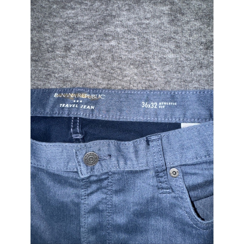 Banana Republic Men Travel Jean Pant Athletic Fit Stretch Blue Wash Sz 36x31 NEW - Picture 3 of 8